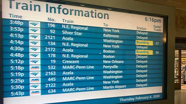 Train service continues at Penn Station in Baltimore