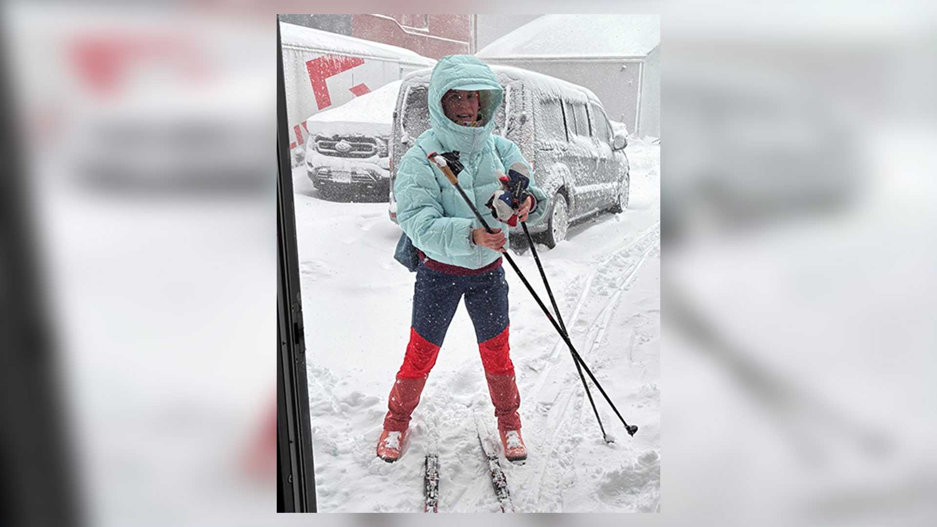 Nor’easter commute: Boston news anchor cross-country skis to work