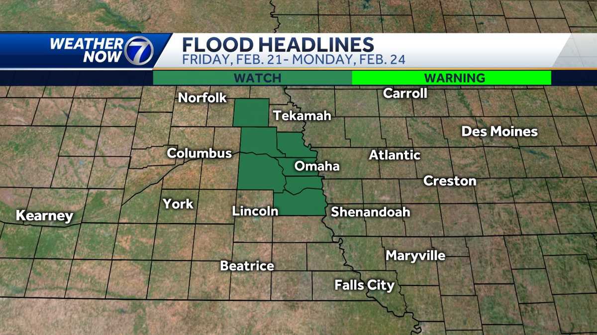 Flood watch in effect for multiple counties through Monday morning - KETV