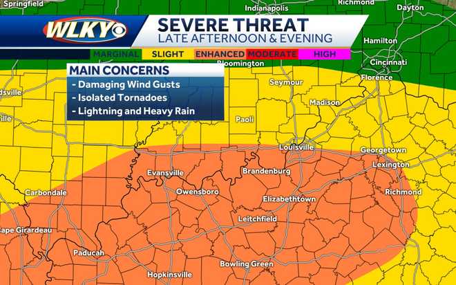 Severe weather threat Thursday: What to expect around Louisville