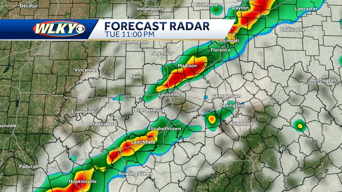 Louisville area severe weather timeline for Tuesday