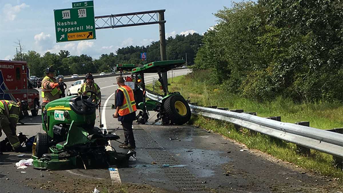 DOT worker seriously injured when crash splits tractor in half