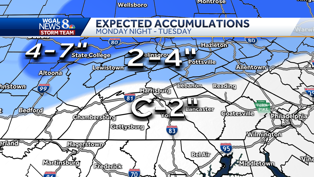 Check the hour-by-hour snow projections for South-Central Pa.