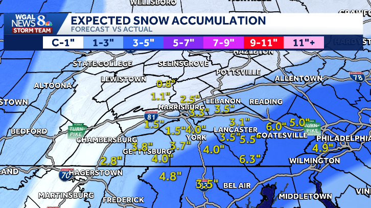 See how much snow fell around the area