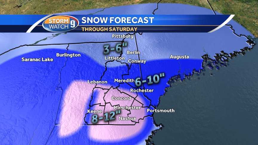 Snow continues to push through; up to 12 inches possible by midday Saturday