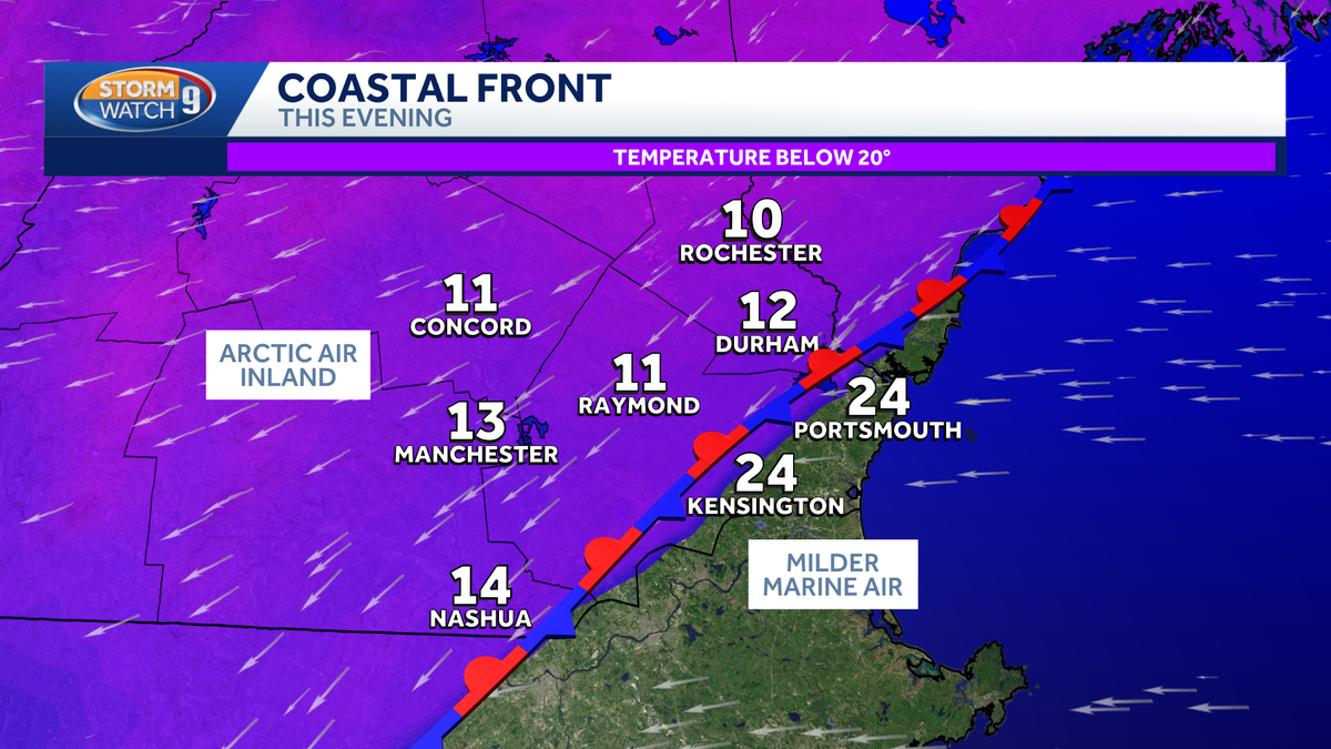 How a "coastal front" could impact snow totals in southern New Hampshire