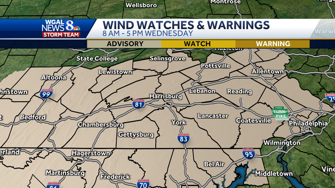 IMPACT: Wind Advisory Issued for Wednesday In South-Central PA