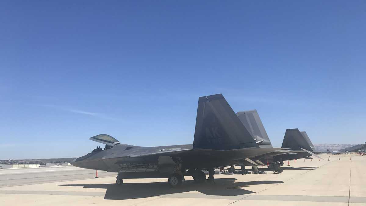 F-22 Raptors fly over Salinas, Monterey