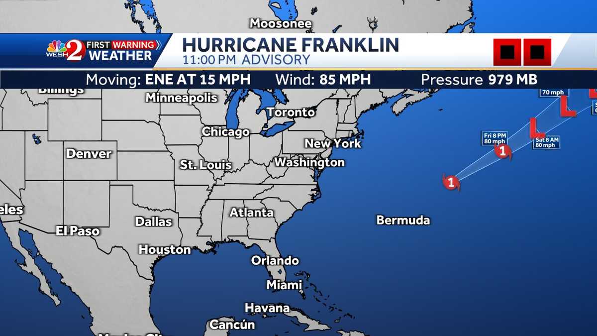 Posttropische storm Franklin: zie spaghettipatronen