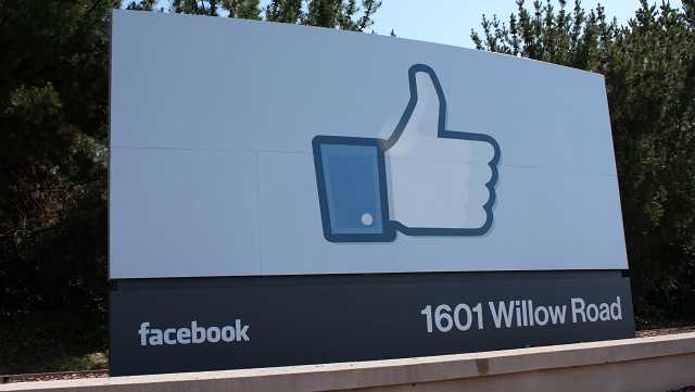 A giant iconic "like" sign greets visitors outside of Facebook's headquarters in Menlo Park California.