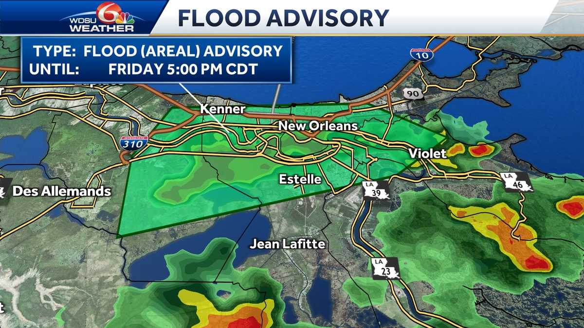 Flood advisory until 5 p.m. for New Orleans Metro area