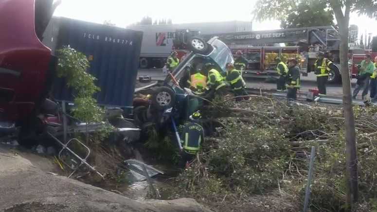I-80 lanes in Fairfield closed due to multi-vehicle crash
