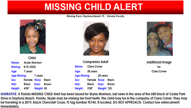 Florida Missing Child alert issued for Daytona Beach girl - Vimarsana News