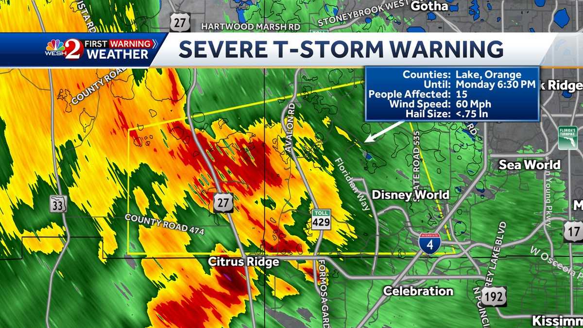 Lake and Orange counties no longer under severe t-storm warning