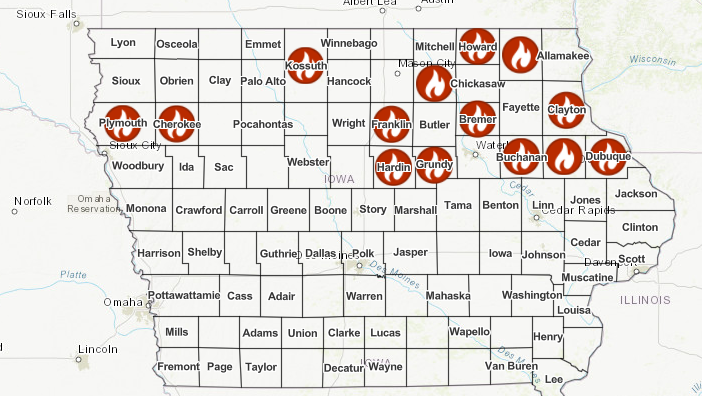 Burn bans in effect for 14 Iowa counties