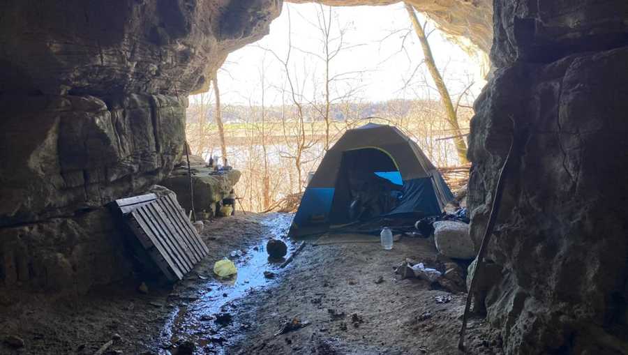 cave inhabited by convicted felon in indiana