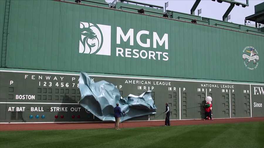 Red Sox unveil MGM logo on Green Monster 