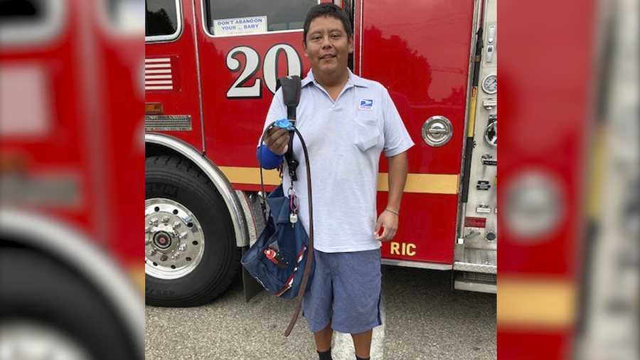 This photo provided by the Los Angeles County Sheriff's Office shows U.S. Postal Service mailman Fernando Garcia. While on his route in Southern California, Garcia came to the rescue of a man who accidentally cut his own arm with a chainsaw late last week, authorities said.  Garcia said he found a man with a cut to the arm and used his belt as a tourniquet. He stayed with the man until an ambulance arrived.
