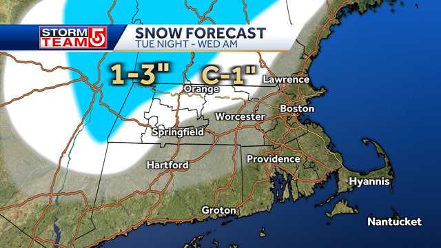 First snowfall map of season shows 1-3 inches for some in Massachusetts this week - Vimarsana News
