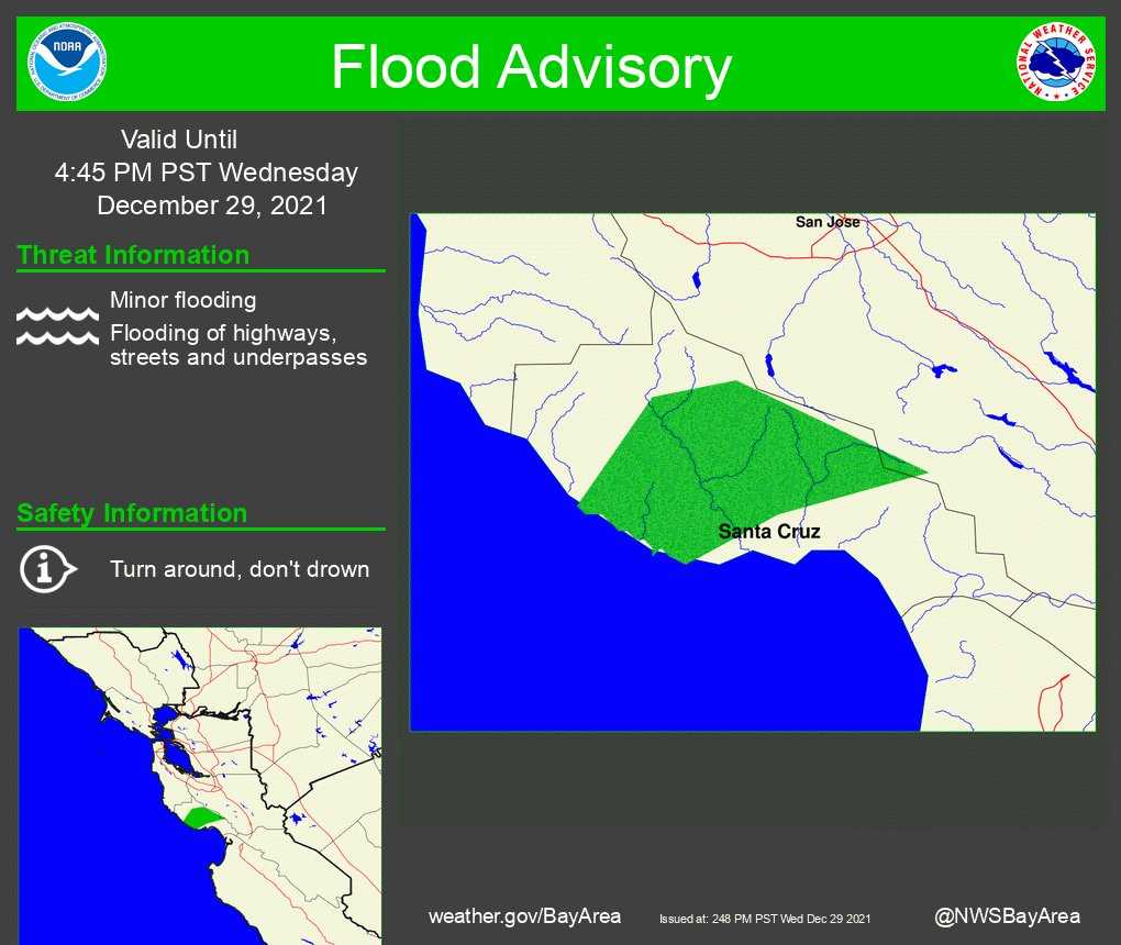 Flood advisory issued for parts of Santa Cruz County