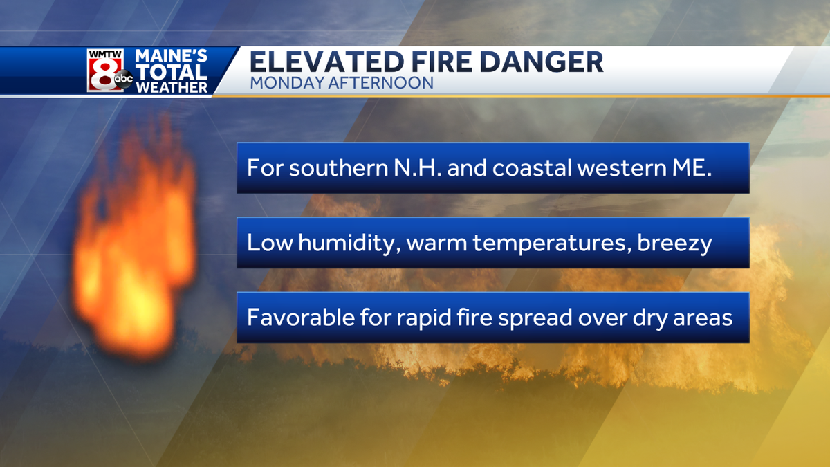 Maine faces elevated fire danger on Monday
