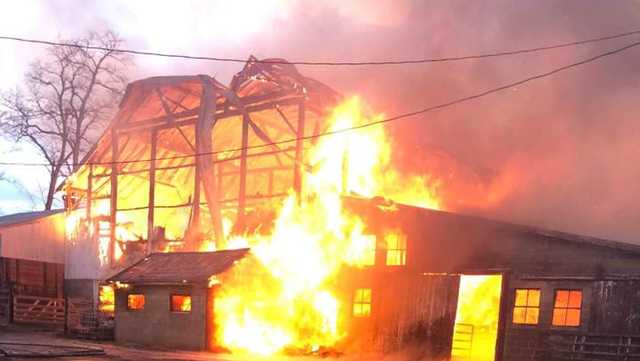 massive fire engulfed a large cow barn in peters township cow barn in peters township