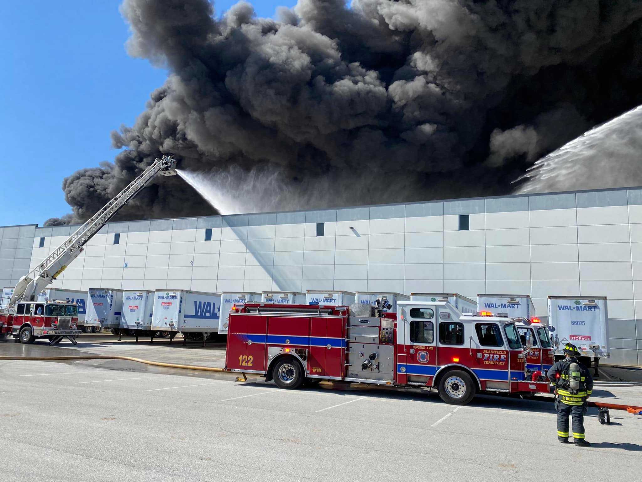 VIDEO: Crews Battle Massive Warehouse Fire At Walmart Distribution ...