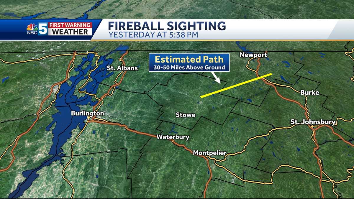 Saskaņā ar NASA ziņojumiem virs Vermontas redzams dzirkstošs ugunsbumba