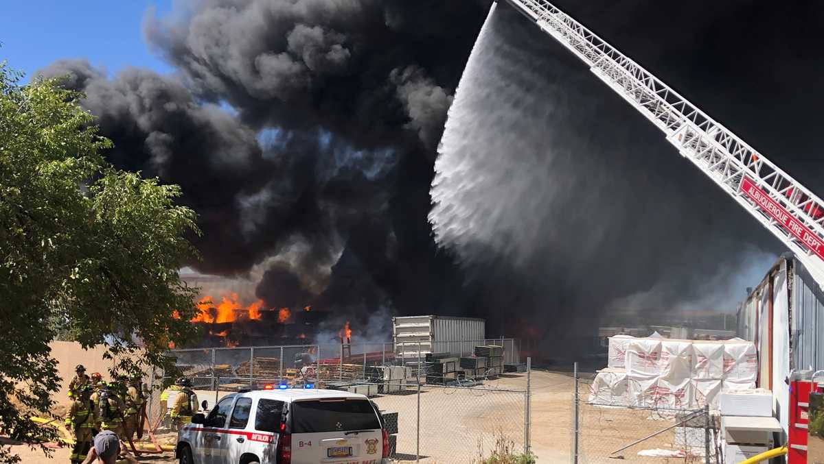 Fire burning near city recycling plant