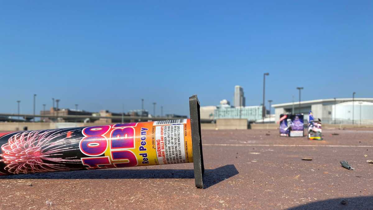 Used fireworks and other debris scattered across Riverfront from