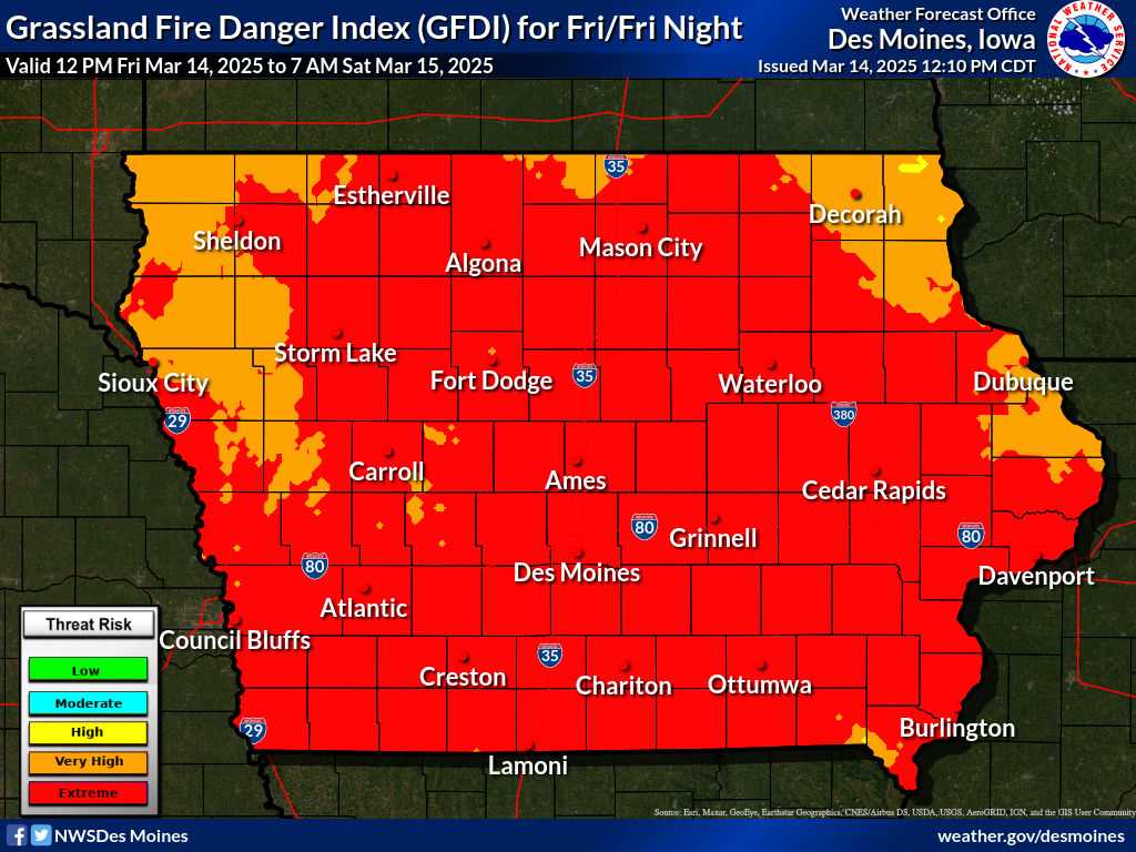 Red flag warning for most of Iowa; burn bans in effect for15 Iowa ...