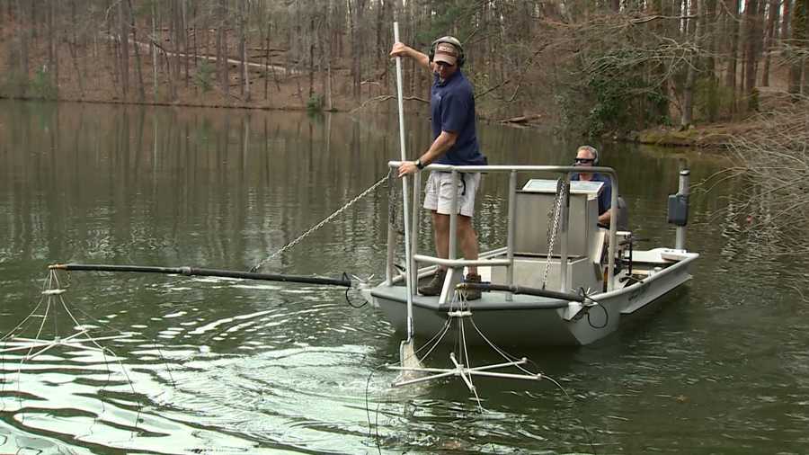 Electrofishing helps count fish in Hoover pond