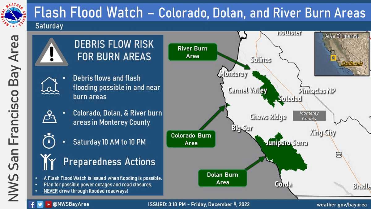 Flash flood watch issued by National Weather Service for Monterey ...