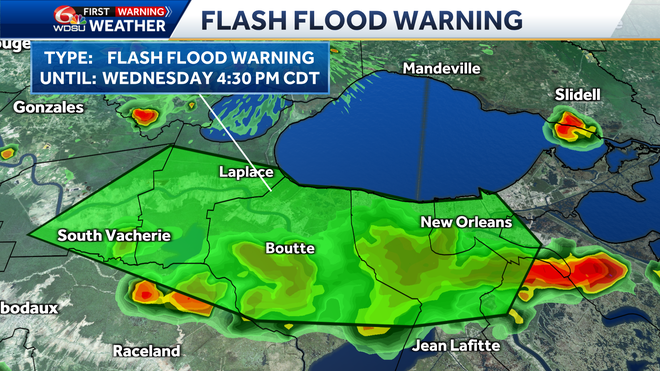 New Orleans weather flood warning Wednesday