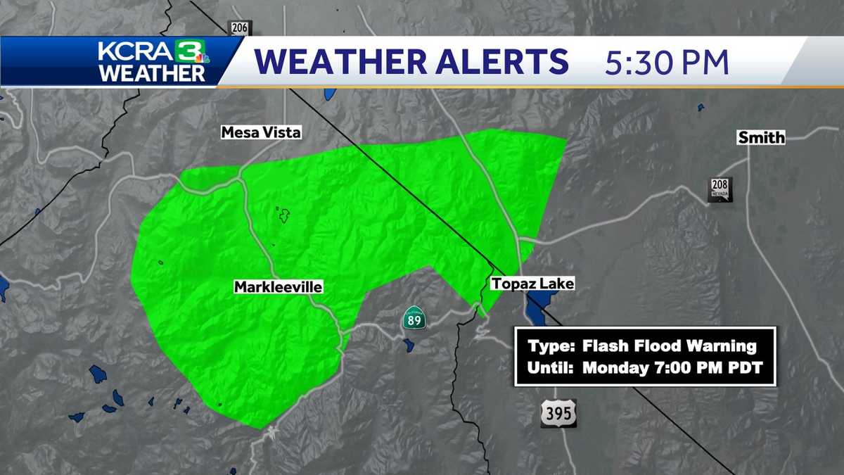 Flash flood warning issued for parts of Alpine, Mono counties