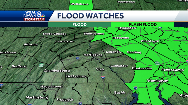 Central Pa. - Heat advisory, flash flood watch in effect