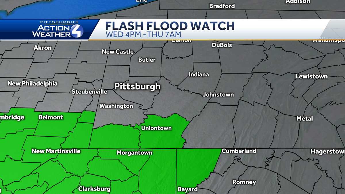 Flash Flood Watch goes in effect Wednesday afternoon for some counties