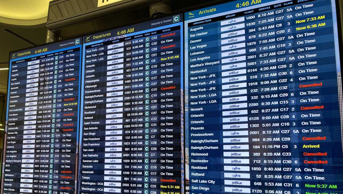 Vluchten geannuleerd, vertragingen in Boston gaan door na teleurstellend vliegweekend