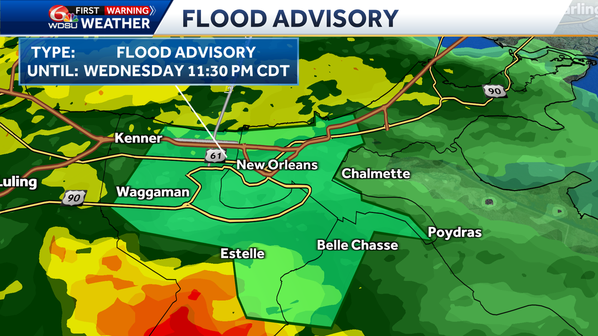 New Orleans flood advisory until when how much rain