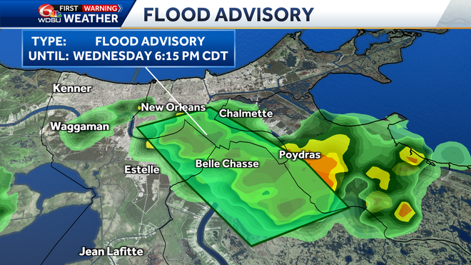 New Orleans Metro under Flood Advisory Wednesday