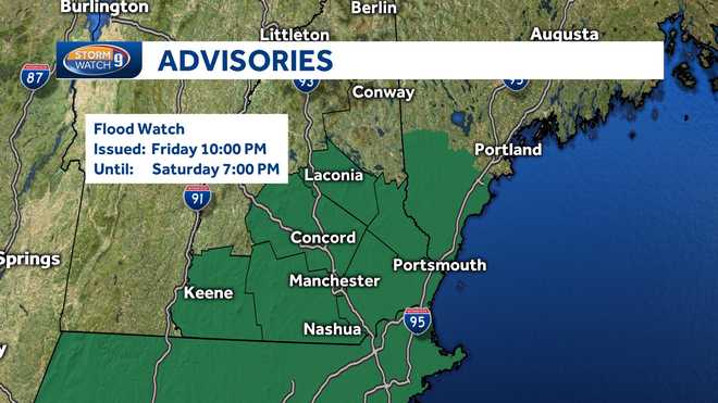 Rain may cause minor flooding in southern NH; snow likely up north