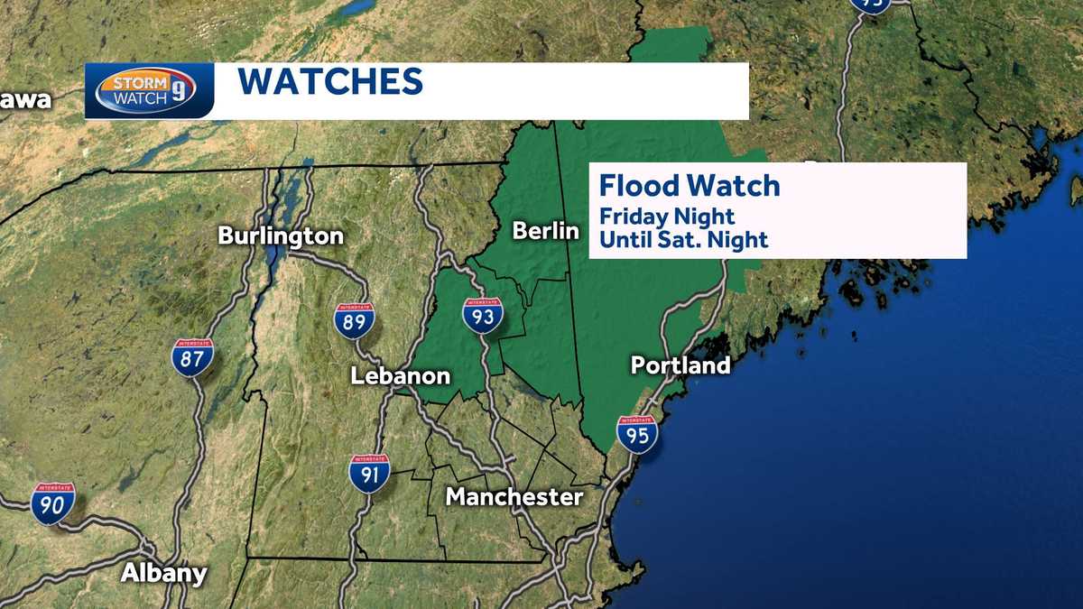 Rainy Friday leads to flood watches for northern NH