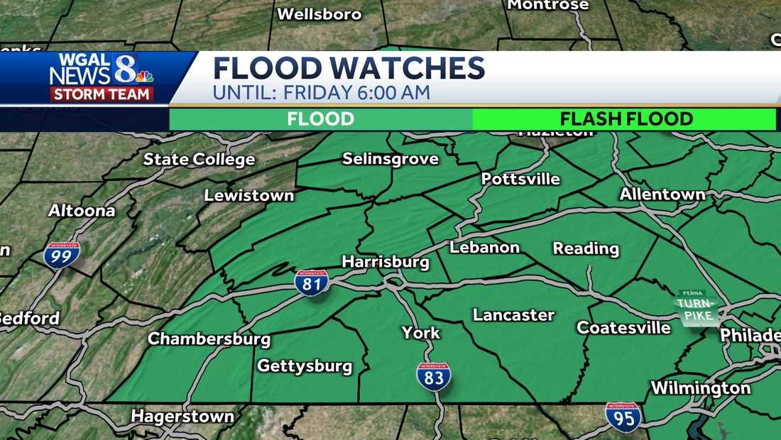 National Weather Service issues flood watch for parts of Pennsylvania ...