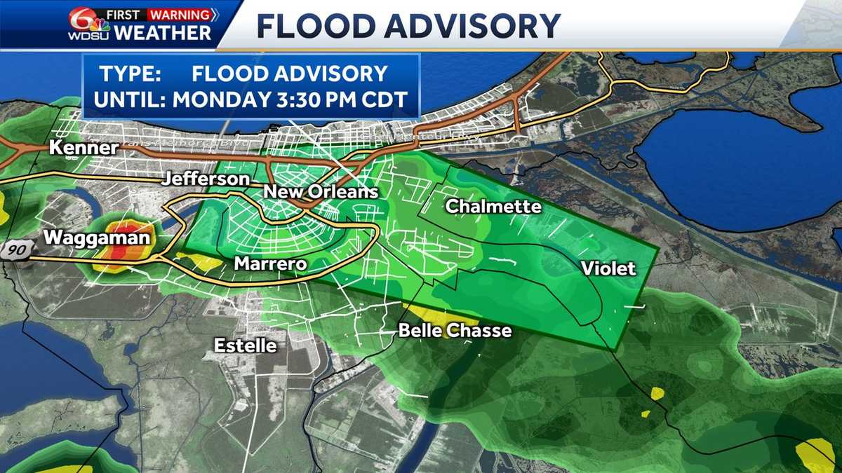 New Orleans under Flood Advisory Monday afternoon