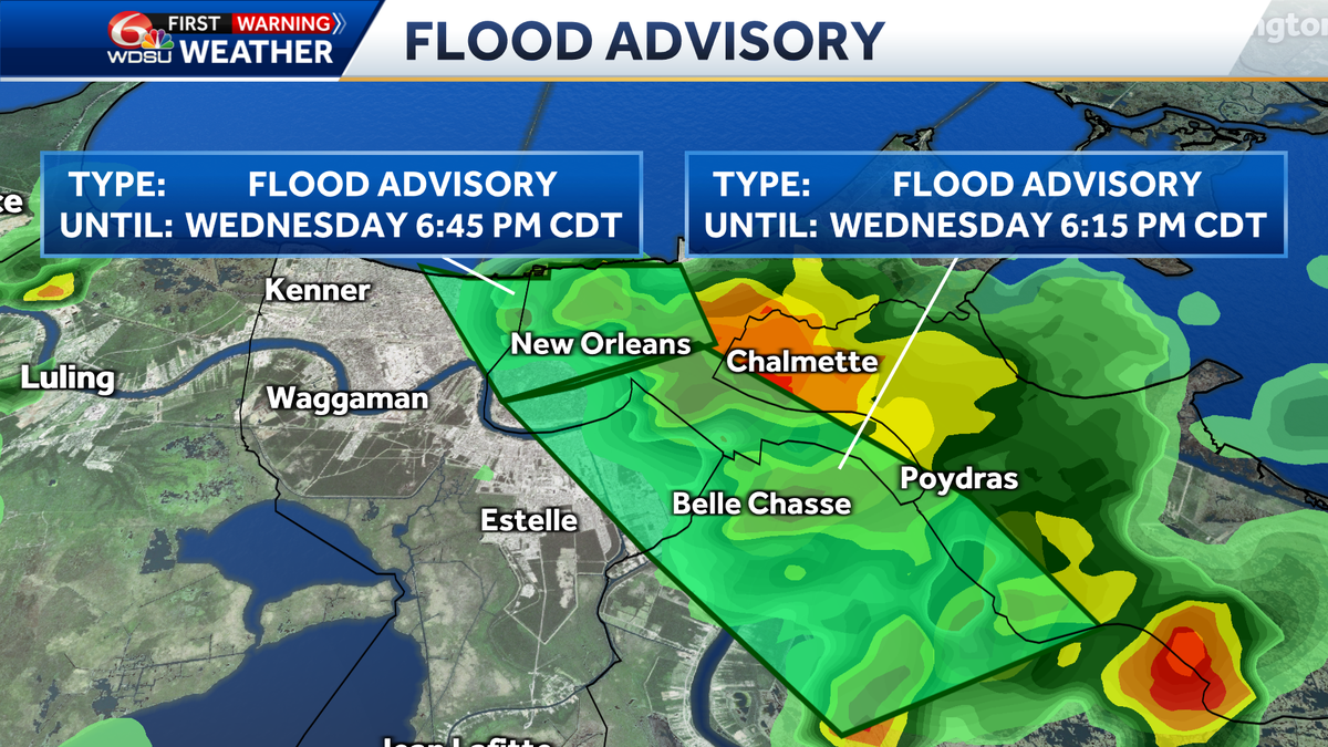 New Orleans Metro under Flood Advisory Wednesday