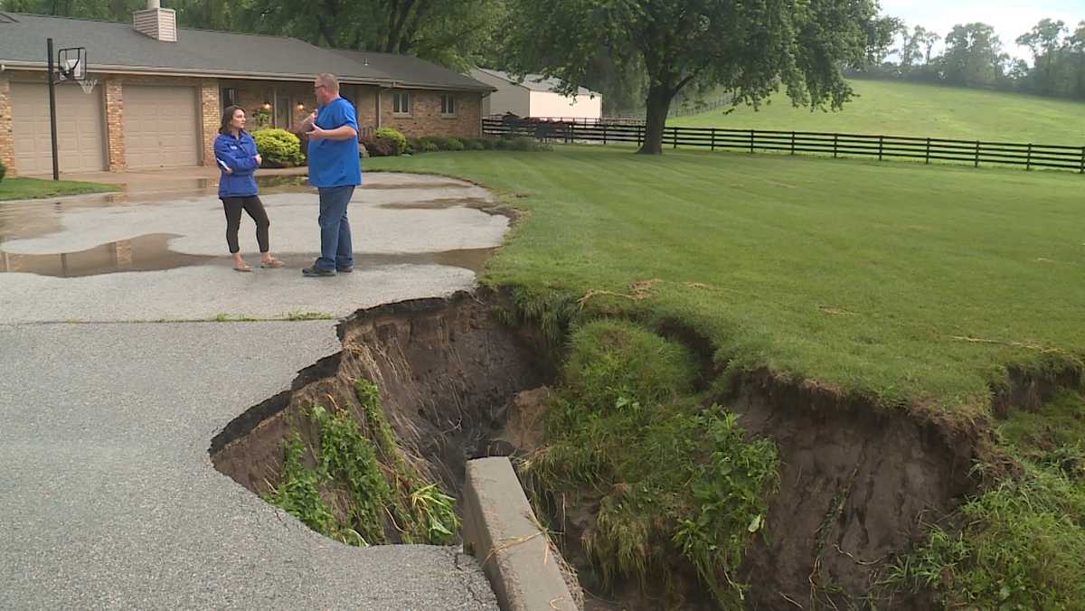 Severe flooding damages driveway in Pottawattamie County