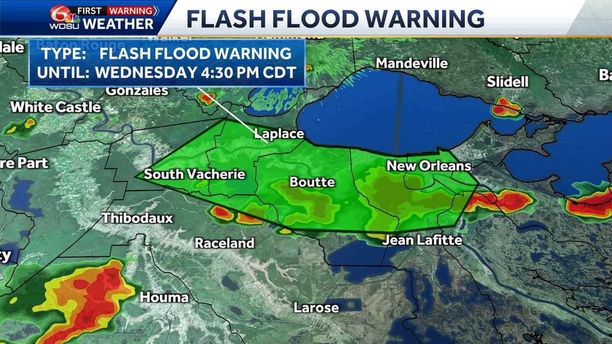 New Orleans weather flood warning Wednesday