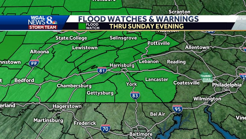 Flood watch issued through Sunday evening