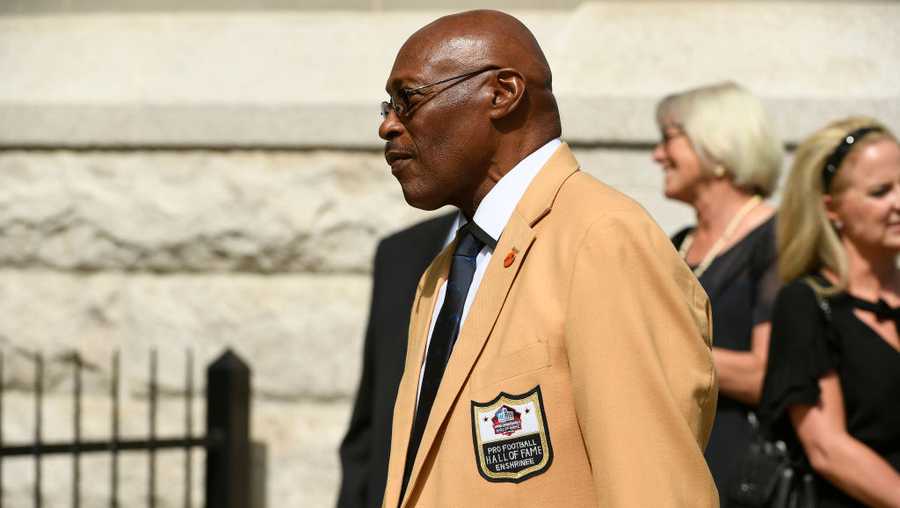 Pro Football Hall of Fame Enshrinee, and former Denver Bronco Floyd Little leaves the church after funeral services Denver Broncos owner Pat Bowlen at the Cathedral Basilica of the Immaculate Conception on June 24, 2019 in Denver, Colorado. (Photo by Helen H. Richardson/MediaNews Group/The Denver Post via Getty Images)