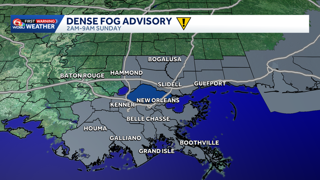 Warm and sunny with patchy fog possible